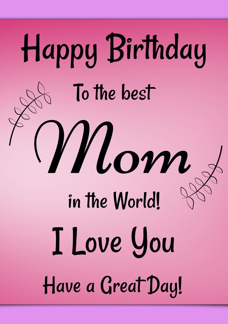 Happy Birthday Mom Pink Background Greeting Card - Download Free Stock Templates Pikwizard.com