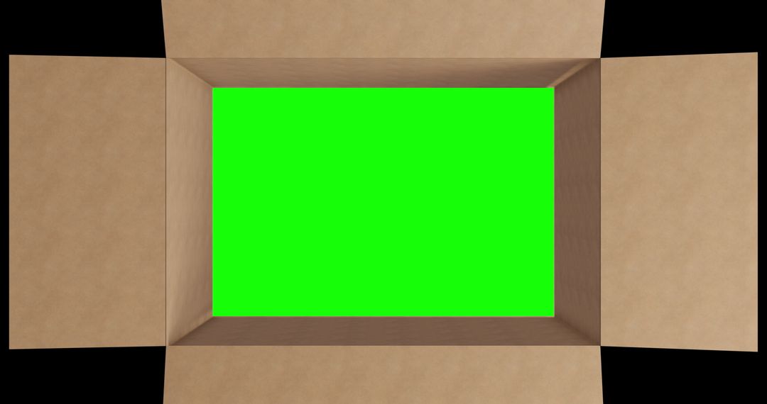 Open Cardboard Box Revealing Green Screen for Various Concepts