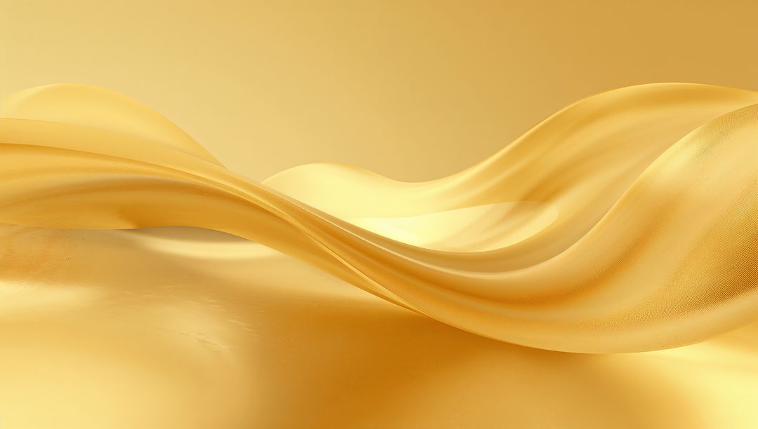 Flowing Golden Silk Waves Creating Luminous Luxury Background with Satin Texture
