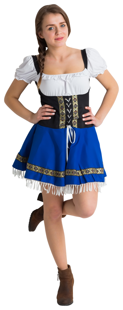 Transparent Smiling Woman Dressed in Bavarian Costume Holding One Leg Up - Download Free Stock Images Pikwizard.com