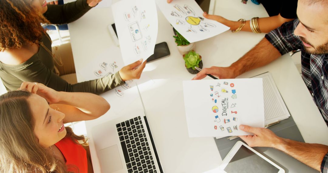 Diverse Team Brainstorming Ideas in Creative Meeting