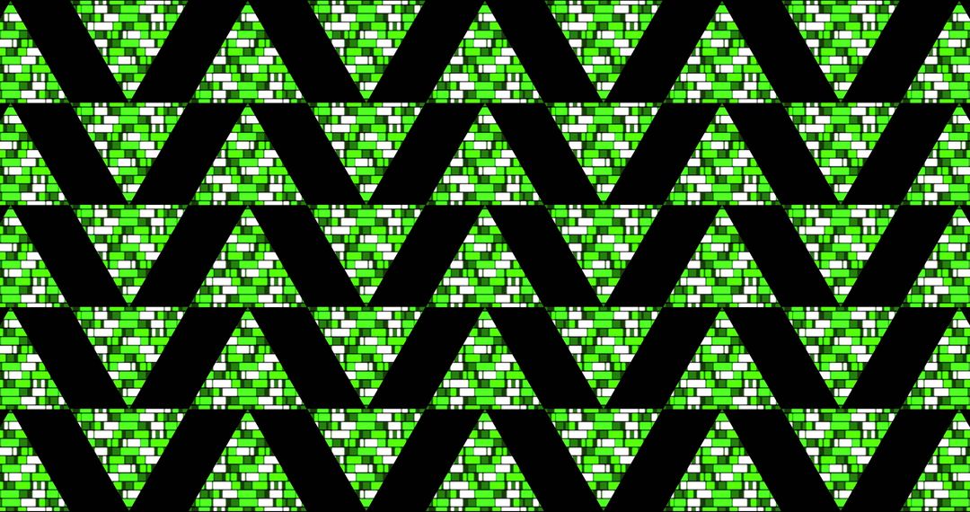 Green Digital Triangles on Black Background Abstract Pattern