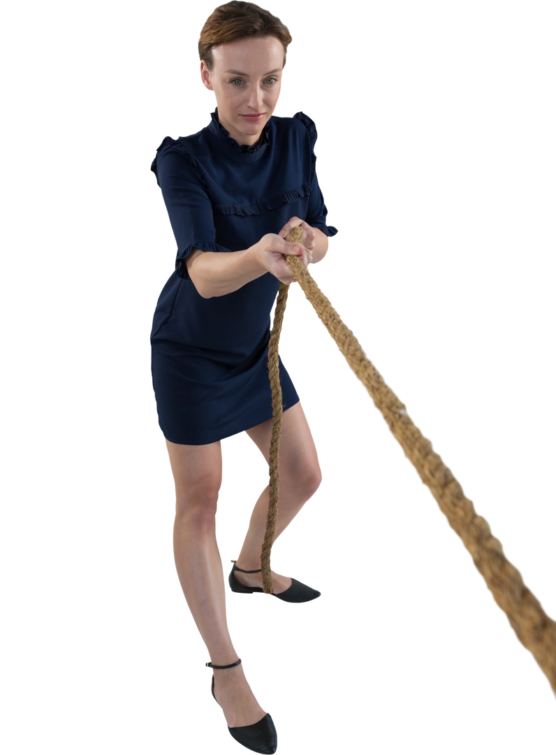 Transparent Woman Pulling Rope Determinedly Upward View - Download Free Stock Images Pikwizard.com