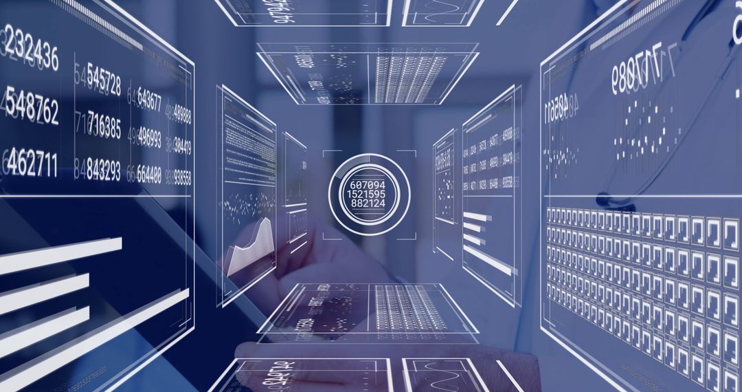 Futuristic Data Panels with Glowing Holographic Element