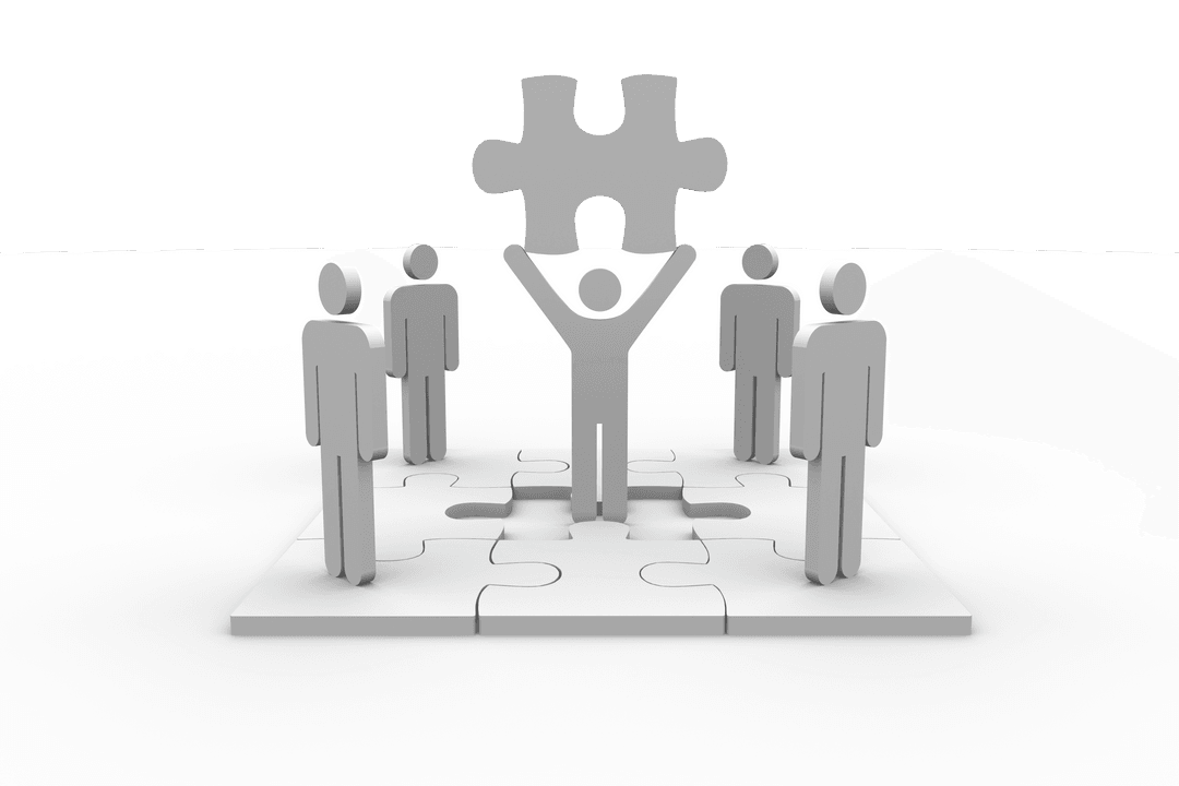 Transparent Collaboration Concept with Puzzle Pieces and Figures