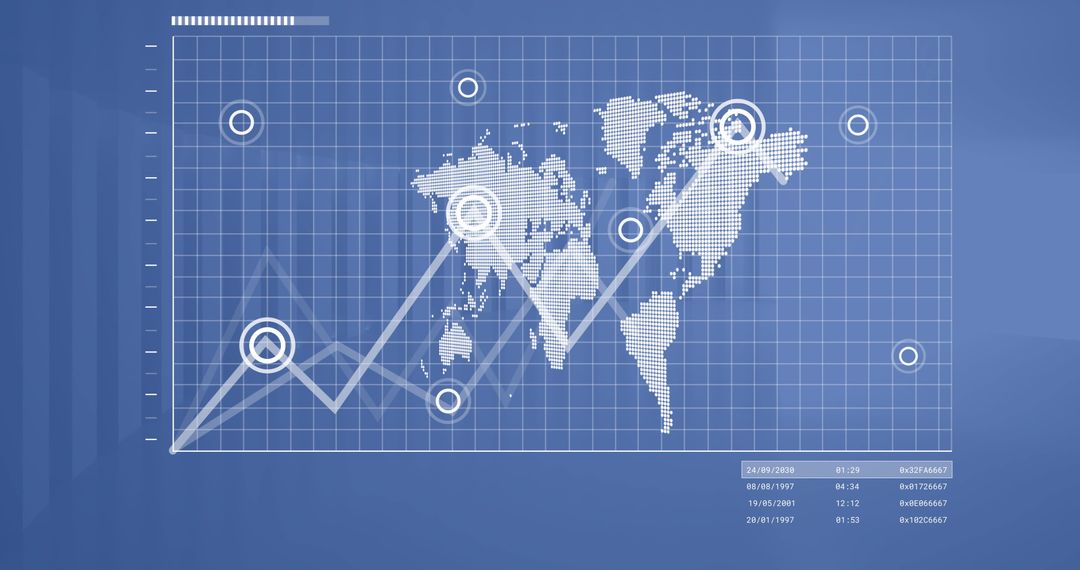 Global Data Processing and Connections Over World Map