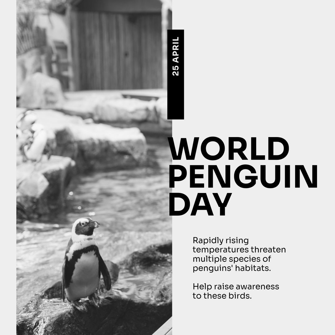 World Penguin Day Awareness Poster with Penguin Illustration