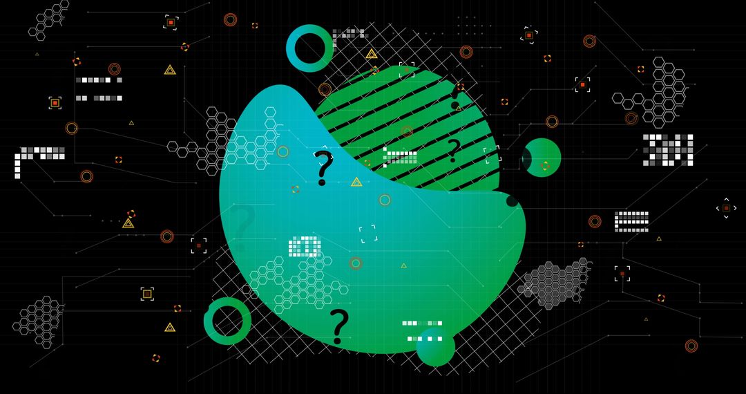 Abstract Digital Interface Emerging Tech with Question Marks