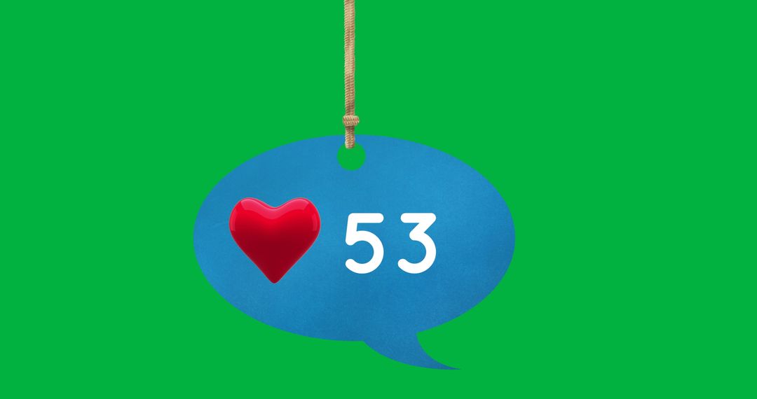 Heart Icon Love Count in Hanging Blue Speech Balloon