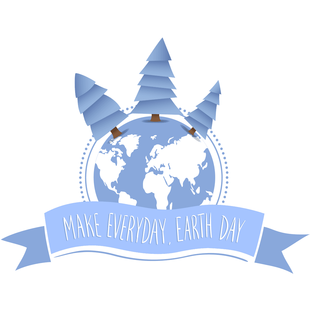 Earth Day Globe with Blue Trees on Transparent Background