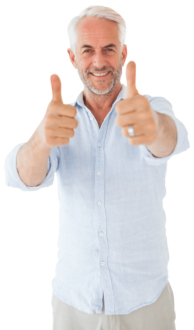 Mature Man Smiling Giving Thumbs Up Transparent Background