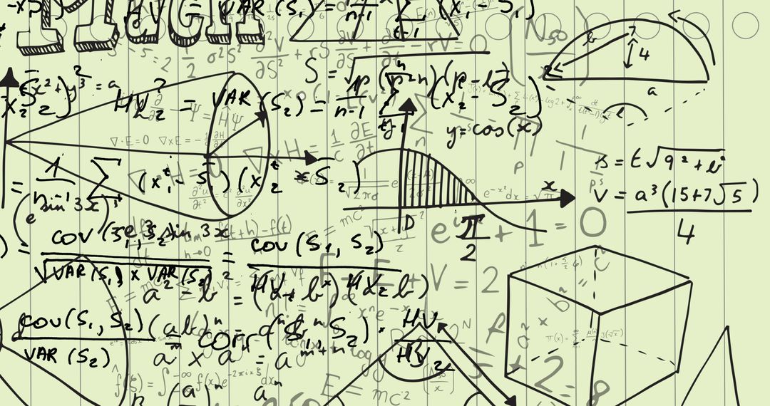 Mathematics Concepts with Geometric Shapes and Formulas