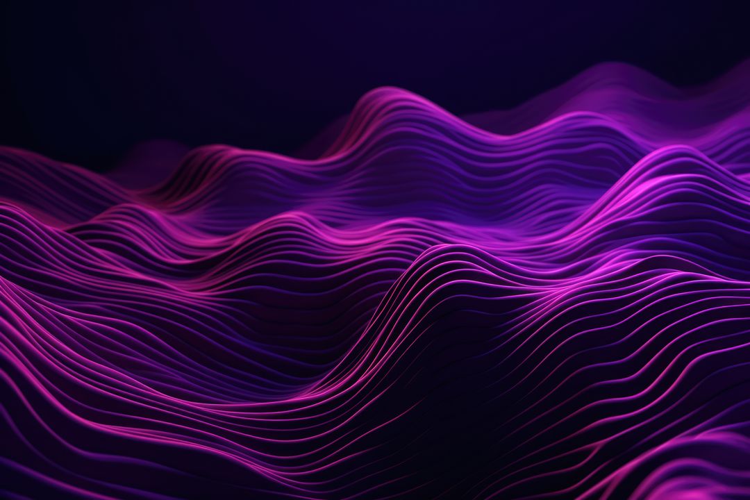 Abstract purple wavy lines on black background, created using generative ai technology - Free Images, Stock Photos and Pictures on Pikwizard.com