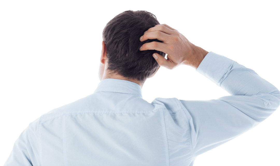 Businessman Scratching Head on Transparent Background