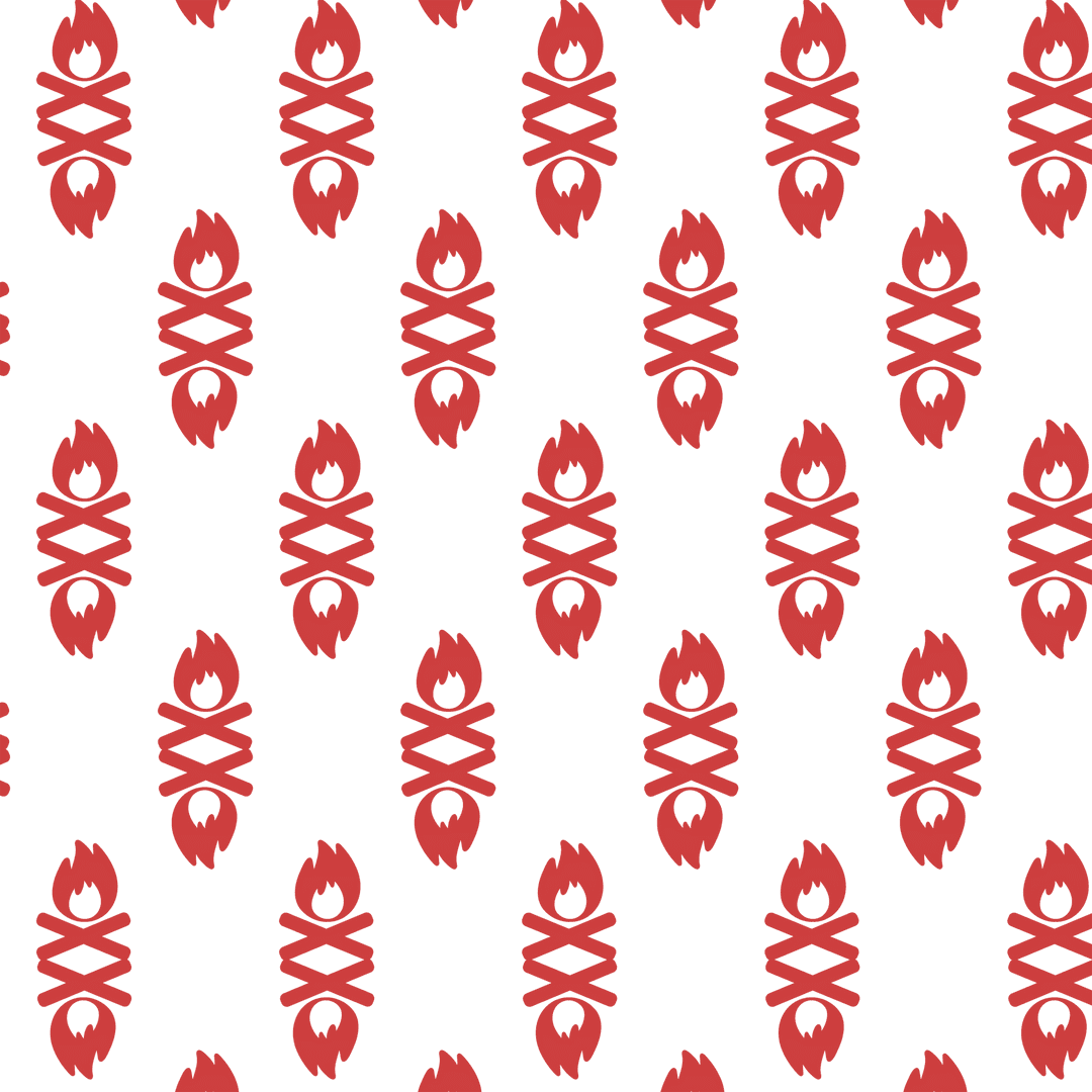 Seamless Pattern of Red Campfires on Transparent Background