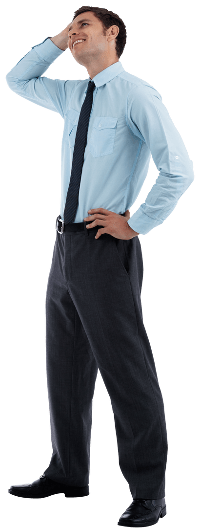 Transparent Image of Thoughtful Young Businessman in Formal Attire