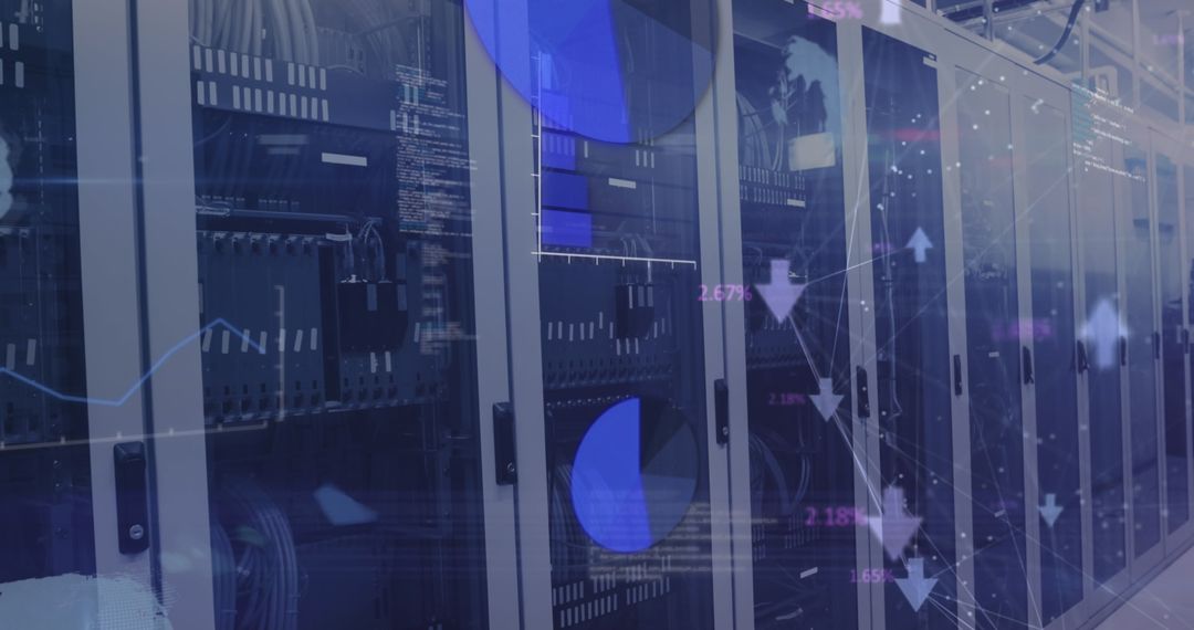digital network visualization over data server racks - Free Images, Stock Photos and Pictures on Pikwizard.com