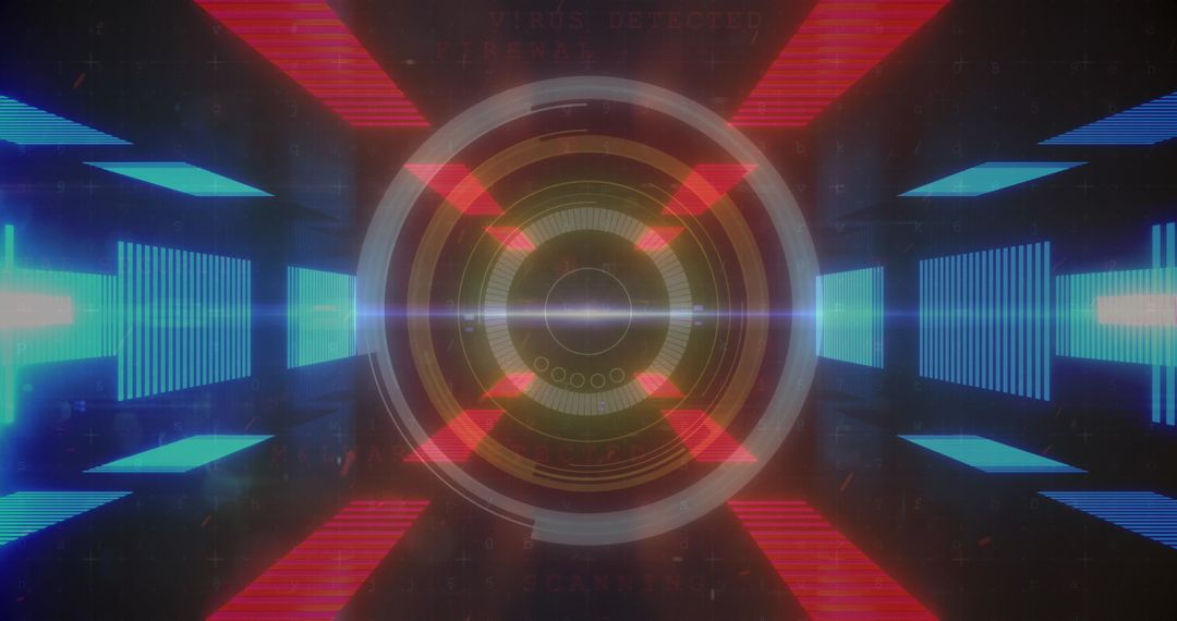 Futuristic Digital Interface with Neon Focus and Scanner