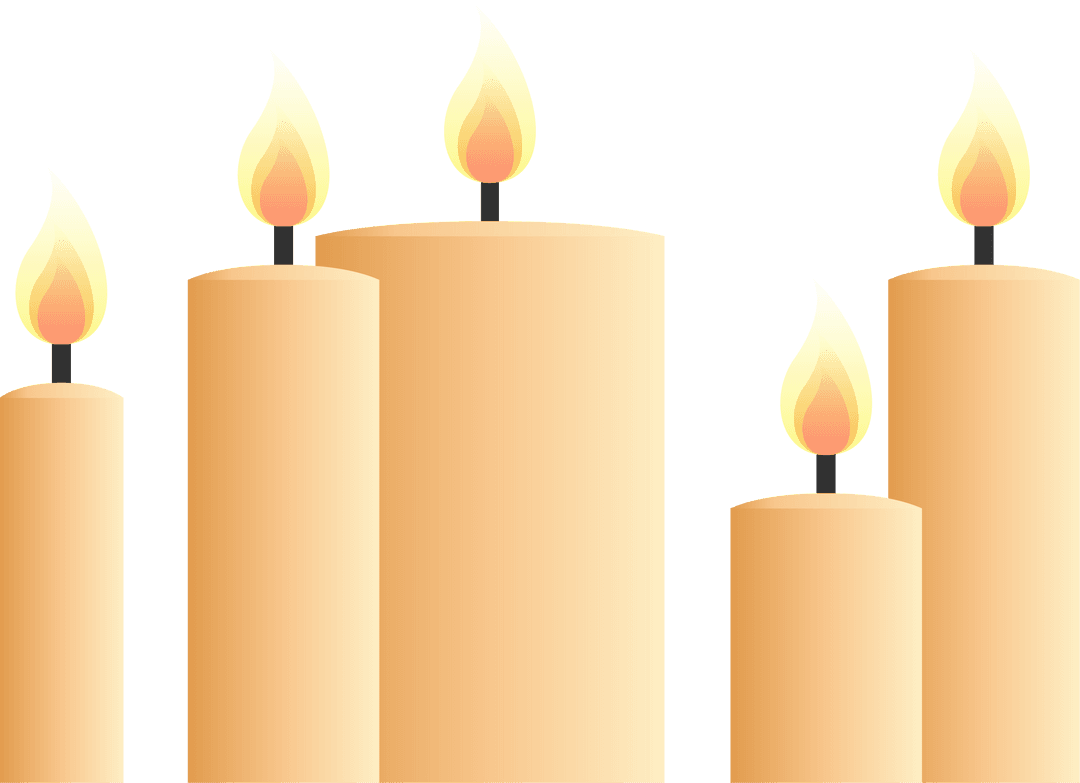 Pillar Candles with Dancing Flames on Transparent Backdrop