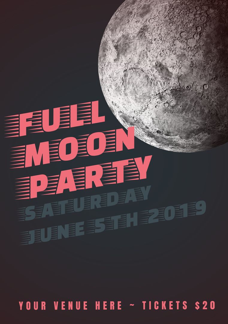 Full Moon Party Flyer Template for Astronomy Events and Space Gatherings - Download Free Stock Templates Pikwizard.com