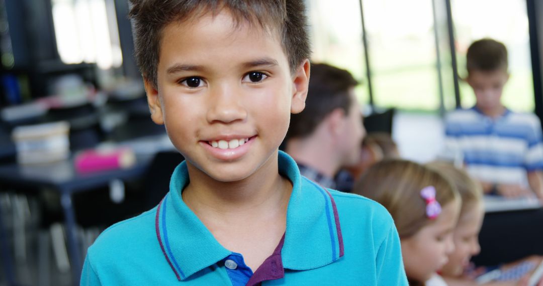 Smiling Boy in Classroom with Peers Background - Free Images, Stock Photos and Pictures on Pikwizard.com