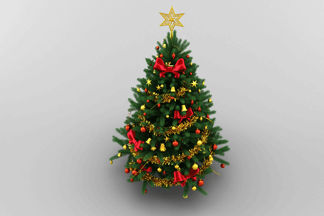 Transparent Decorated Christmas Tree with Star Topper