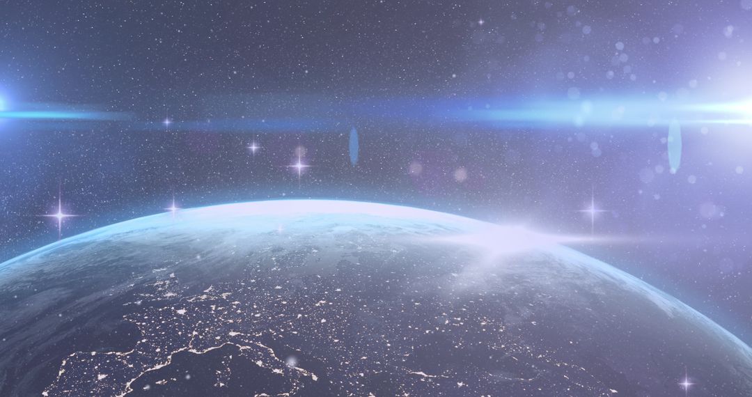 Glowing Earth From Space Highlighting Technology Networking