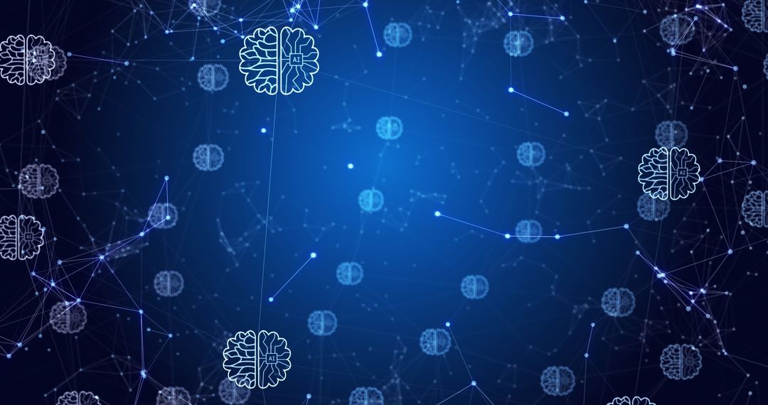 Abstract AI Brain Network with Digital Connections