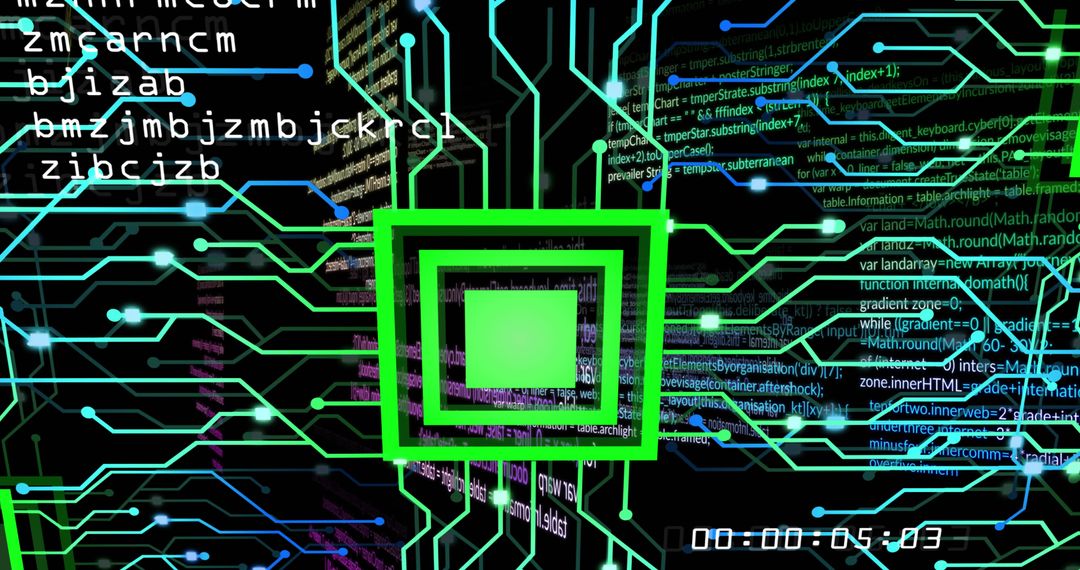 Abstract Digital Data Processing Concept on Black Background