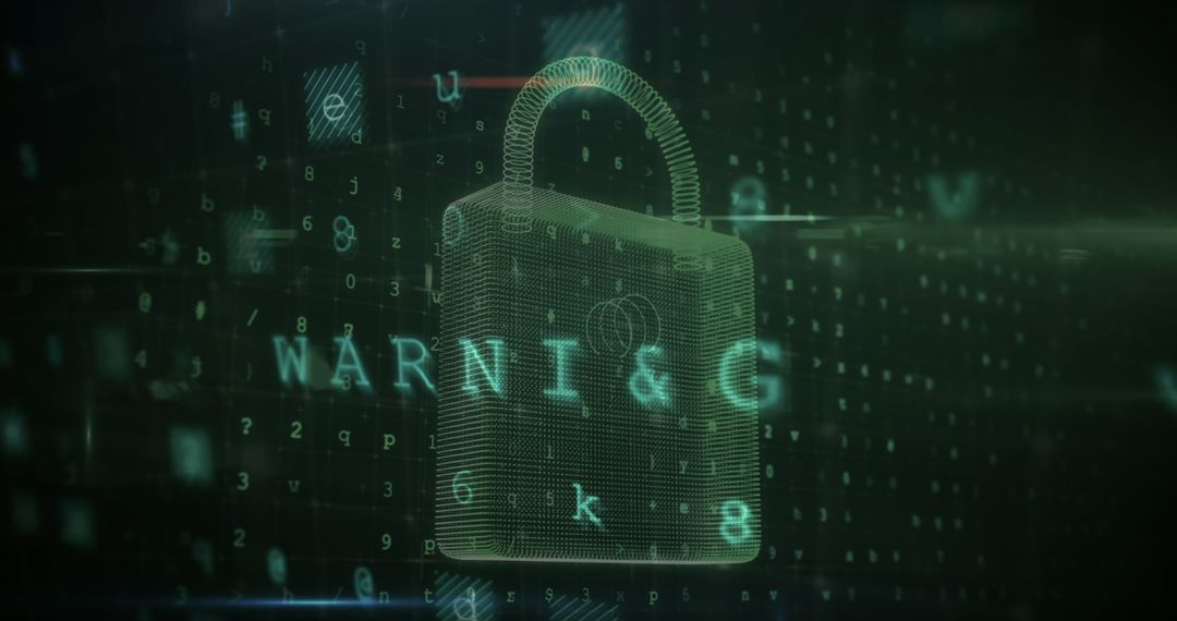 Cybersecurity Concept Digital Padlock with Warning Text