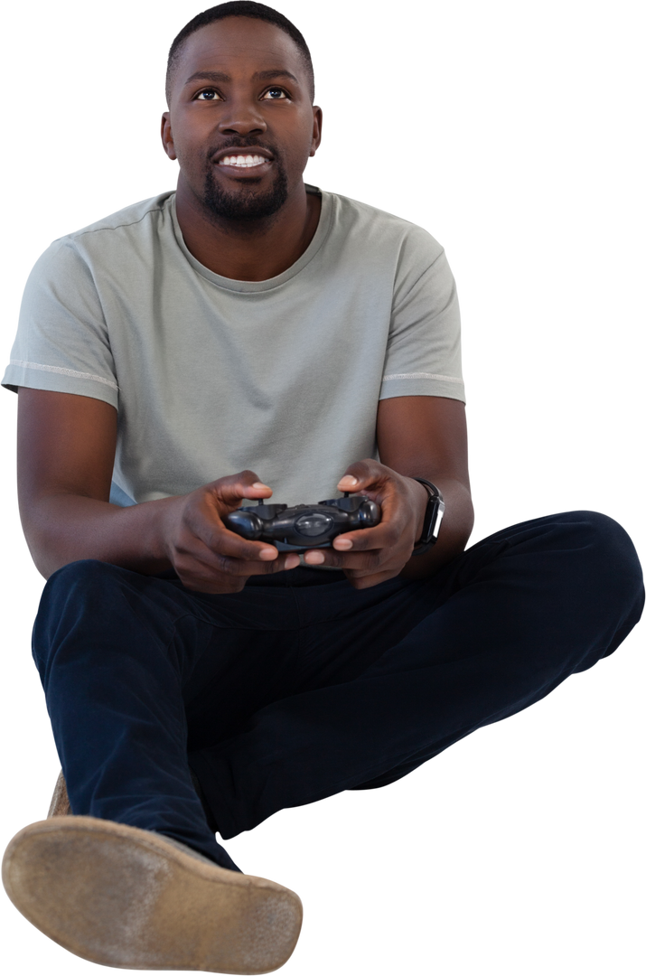 Smiling Man Playing Video Game with Gamepad – Transparent Background - Download Free Stock Images Pikwizard.com