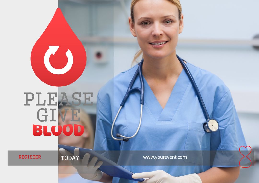 Healthcare Professional Promoting Blood Donation Campaign