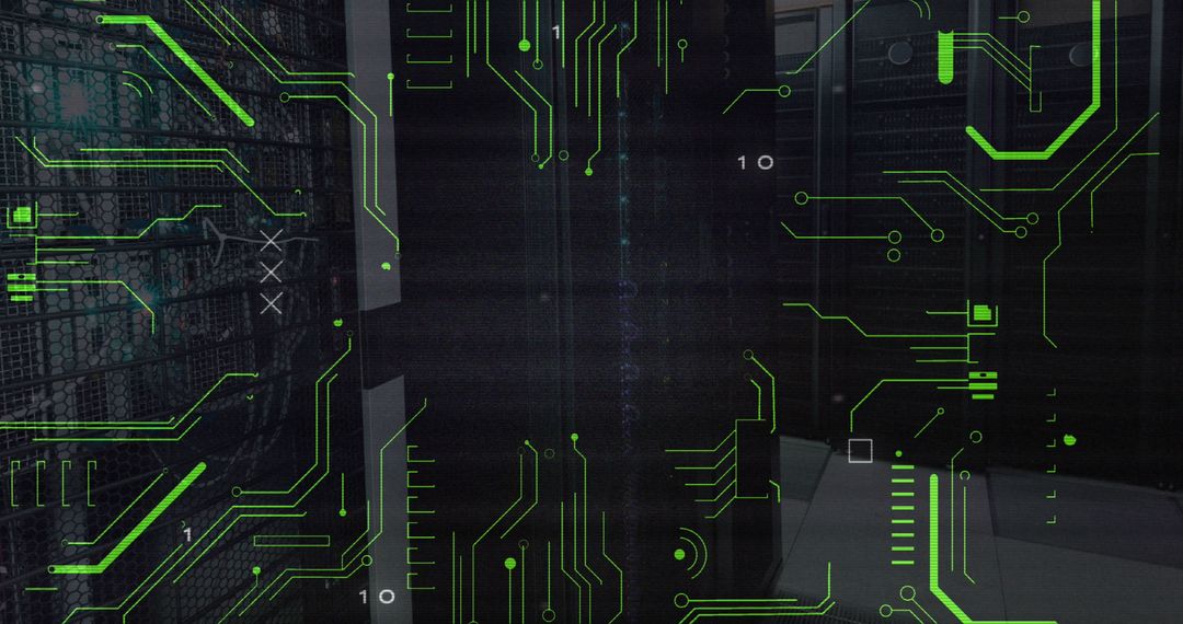 Digital Circuit Board Overlay on Data Center