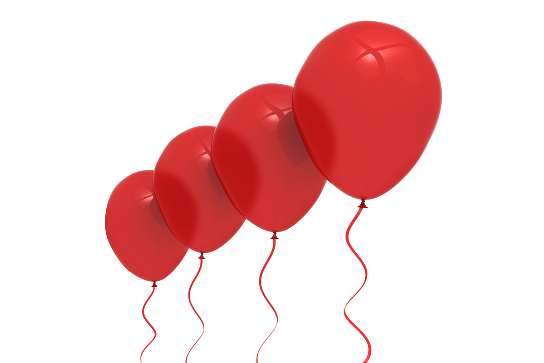 Digital Illustration of Four Red Balloons with Transparent Background - Download Free Stock Images Pikwizard.com