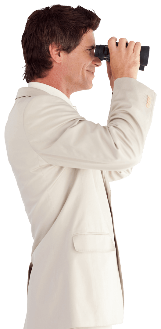 Transparent Businessman Engaged Using Binoculars