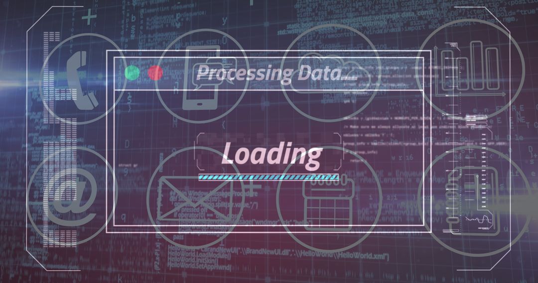Futuristic Data Processing Interface Background Overlay