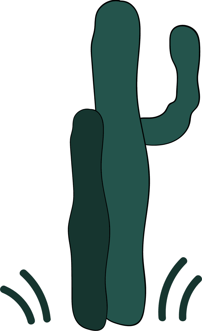 Vibrant Green Cartoon Cactus Illustration on Transparent Background