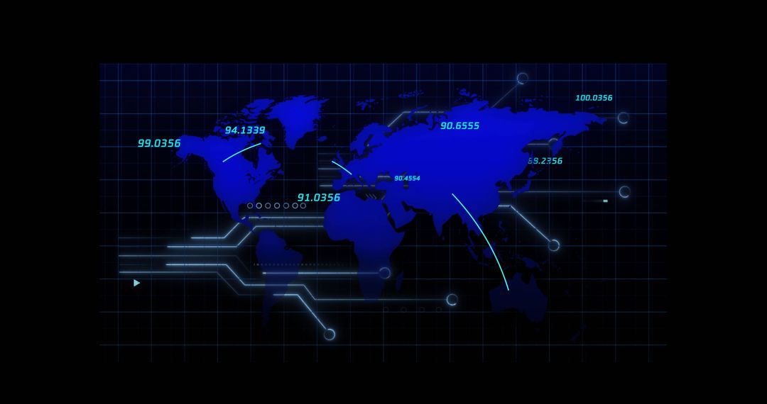 Digital Global Map Interface with Data Nodes and Analytical Visualization