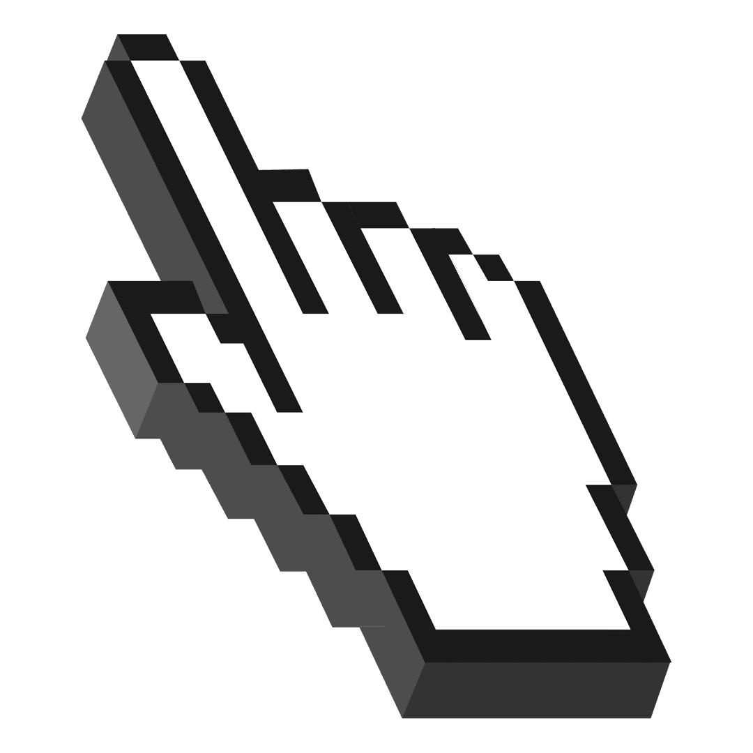 Pixelated Hand Cursor Icon on Transparent Background