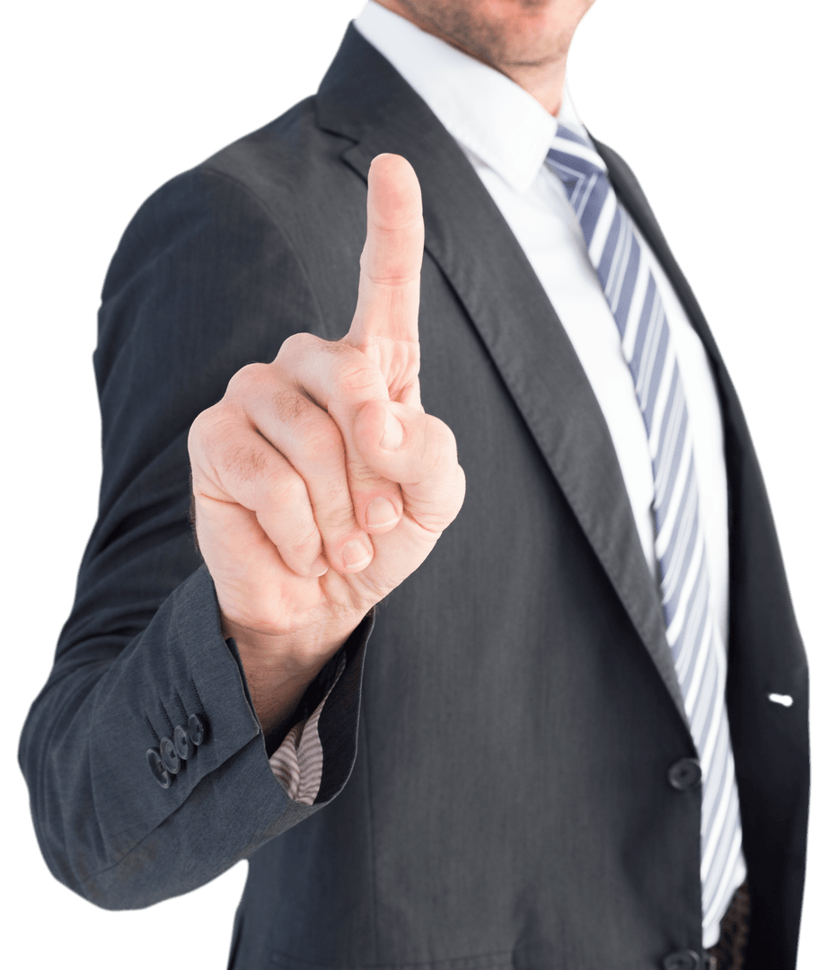 Transparent Businessman Pointing Finger in Confidence