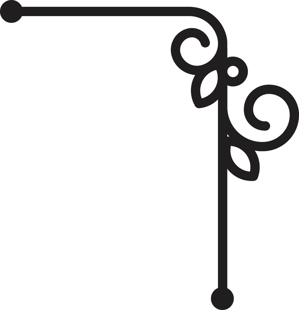 Elegant Black Scroll Corner Decoration on Transparent Background