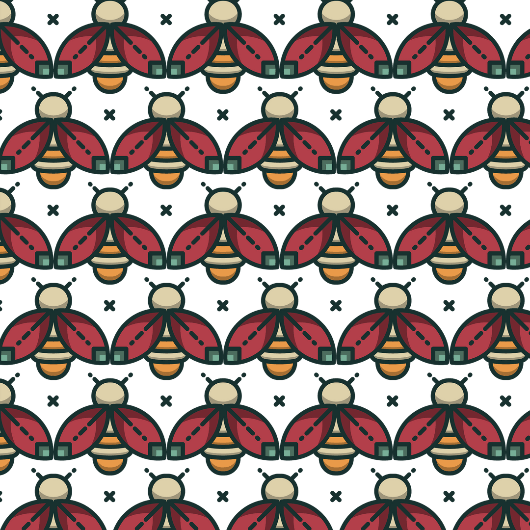 Seamless Bee Pattern on Transparent Background