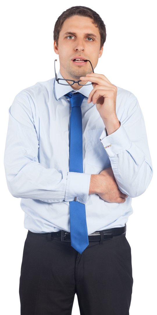 Thoughtful Caucasian Businessman Holding Glasses Transparent Background - Download Free Stock Images Pikwizard.com