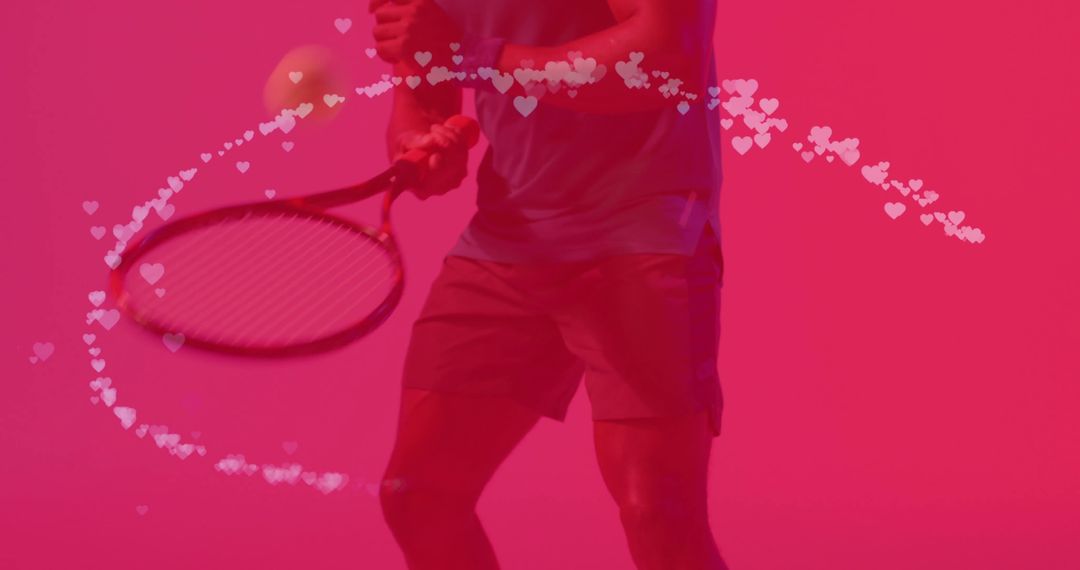 Dynamic Tennis Player with Heart-Motion Theme
