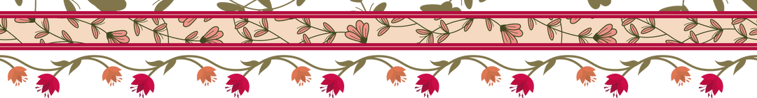 Ornamental Transparent Floral Border Design with Red-Orange Flowers