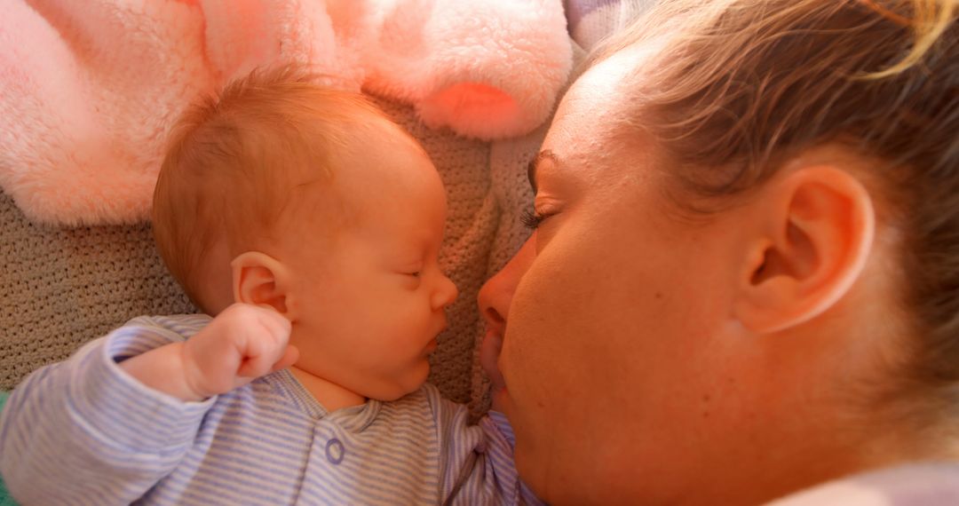 A photo depicts the close, loving relationship between a mother and her serene baby. - Free Images, Stock Photos and Pictures on Pikwizard.com