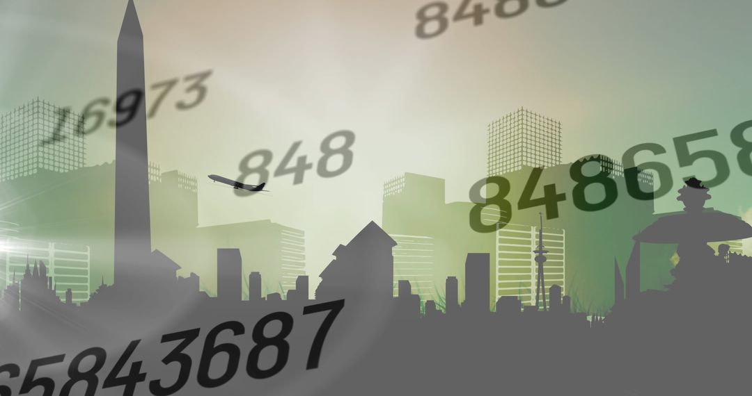 Global Trade and Transport with Airplane and Cityscape