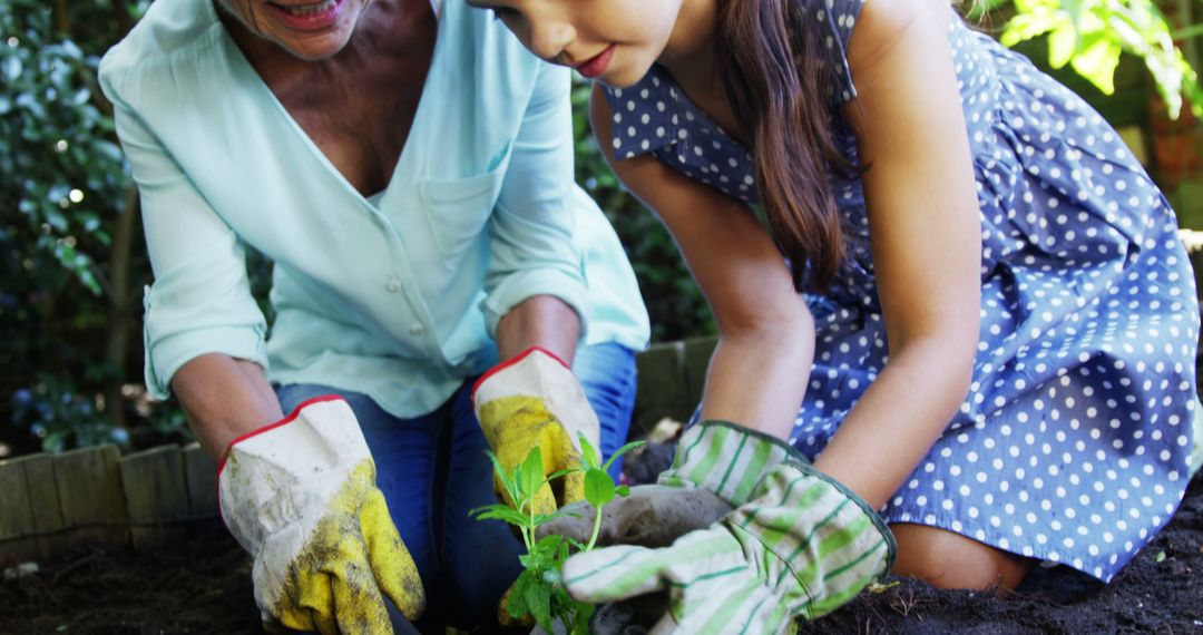 Grandmother and granddaughter bonding while gardening together - Free Images, Stock Photos and Pictures on Pikwizard.com