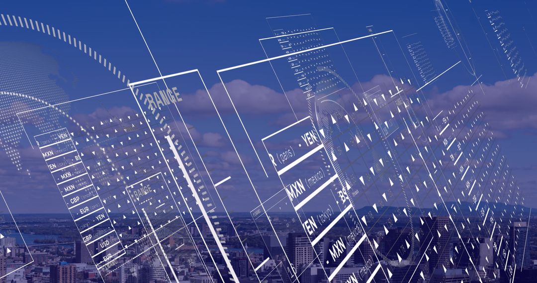 Digital Currency Exchange Interface Over Cityscape