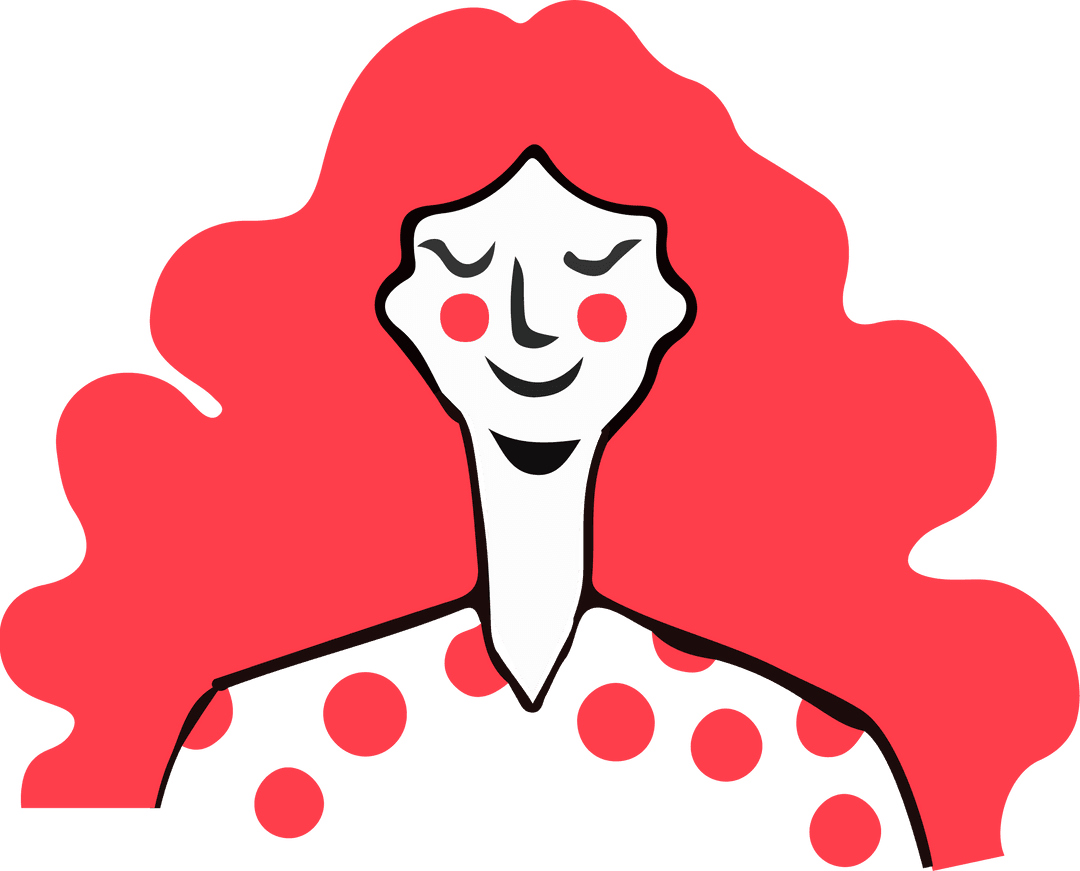 Abstract Portrait of Smiling Person with Vibrant Pink Flowing Hair